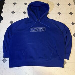 Levi's Blue Logo Hoodie Mens 2XL Pullover Sweatshirt Big Logo